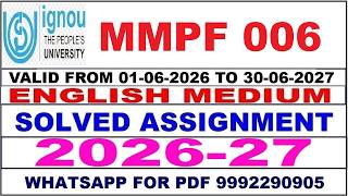 MMPF 006 solved assignment 2026-27 in English || mmpf 006 solved assignment 2027 || mmpf6 2026-27