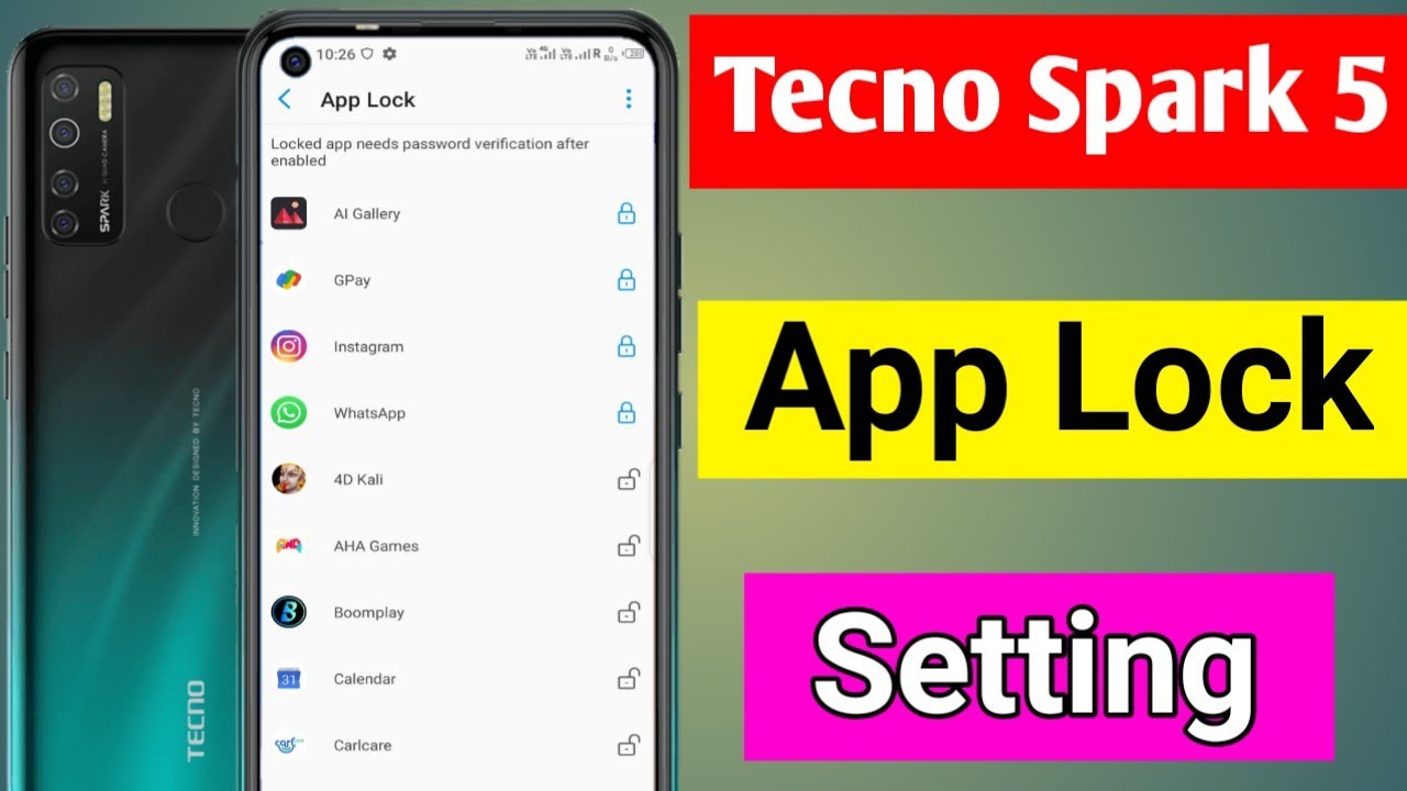 Tecno Spark 5 app lock setting | Tecno Spark 5 mobile me app lock kaise kare