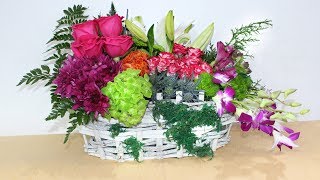 Basket Flower Arrangement || Flower Arrangement Tutorial