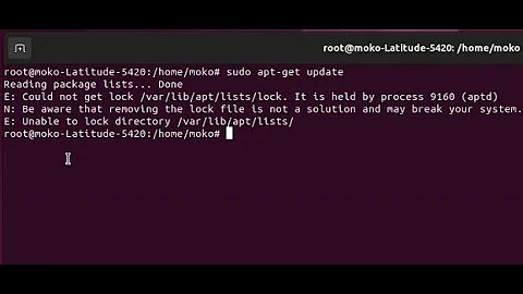 How to solve apt-get update error: Could not get lock var-lib..lock.  It is held by process (aptd)