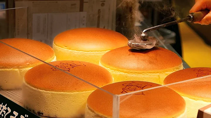 Japanese Street Food - JIGGLY CHEESECAKE Uncle Rikuro's Cheese Cake Osaka Japan