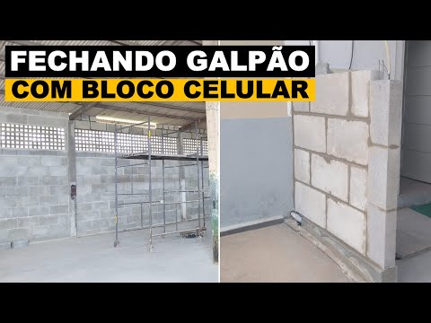 Fechamento de galpão com os blocos de concreto celular.