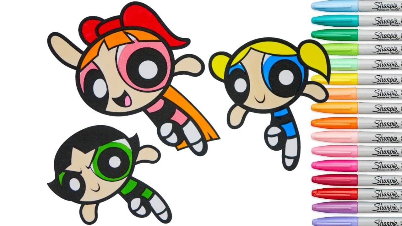 Powerpuff Girls Coloring Book Blossom Buttercup Bubbles Flying Colouring Pages PPG