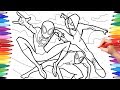 Spider-man Into the Spider-Verse Coloring Pages, How to Draw Spiderman and Spider Woman