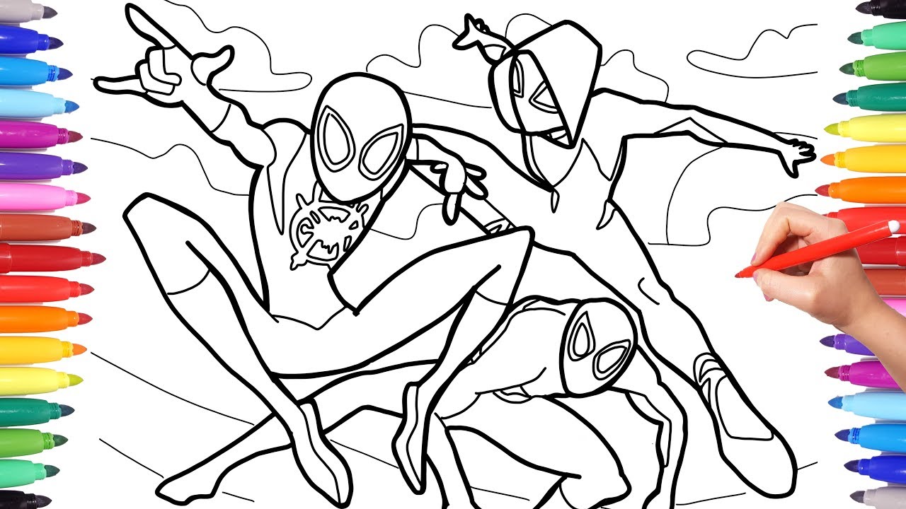 Spider man Into The Spider Verse Coloring Pages How To Draw Spiderman And Spider Woman 
