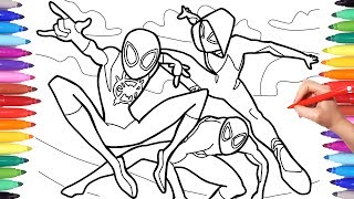 Spider-man Into the Spider-Verse Coloring Pages, How to Draw Spiderman and Spider Woman