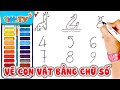 Vẽ 'CON VẬT' đơn giản bằng chữ số đếm cho bé học vẽ | tiNiTV