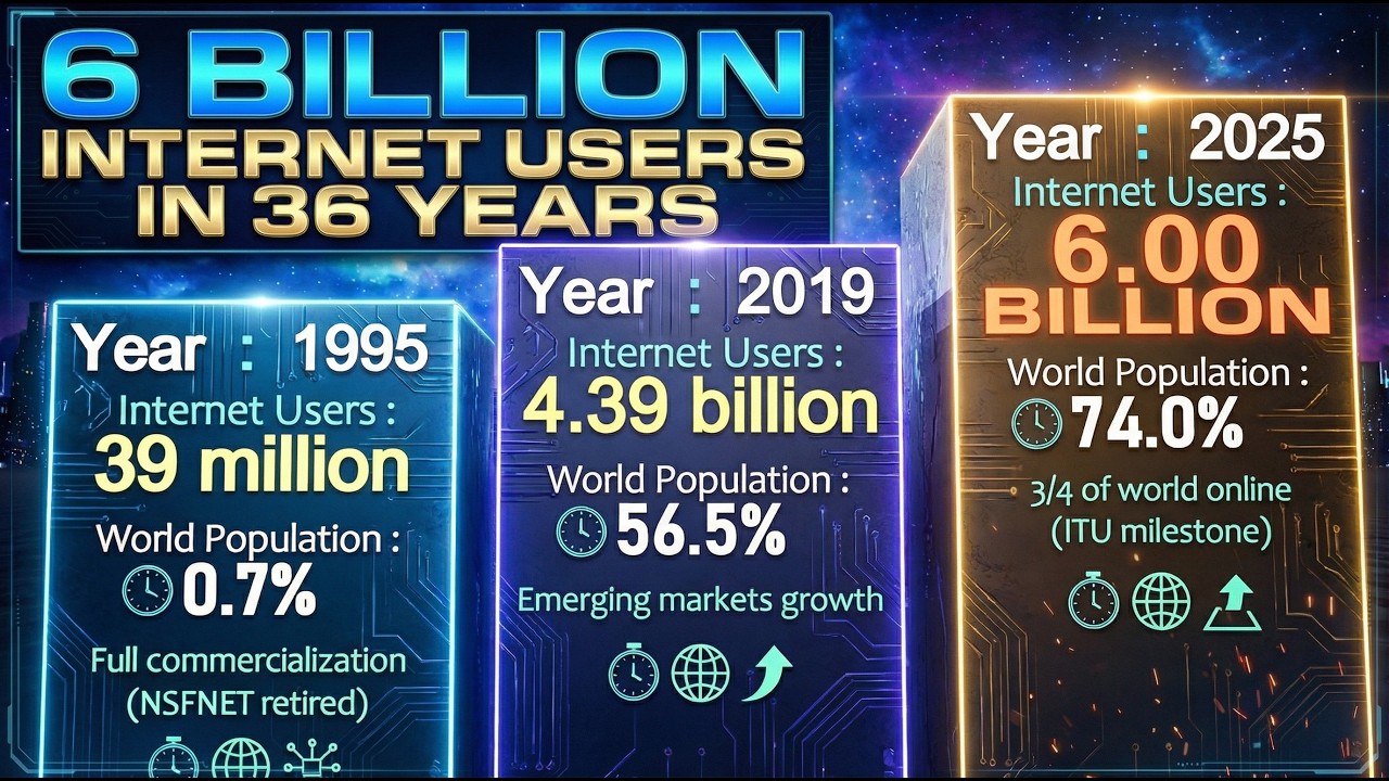 EVOLUTION OF INTERNET USERS - GLOBAL - From 0 to 6 Billion Users | 3D ...