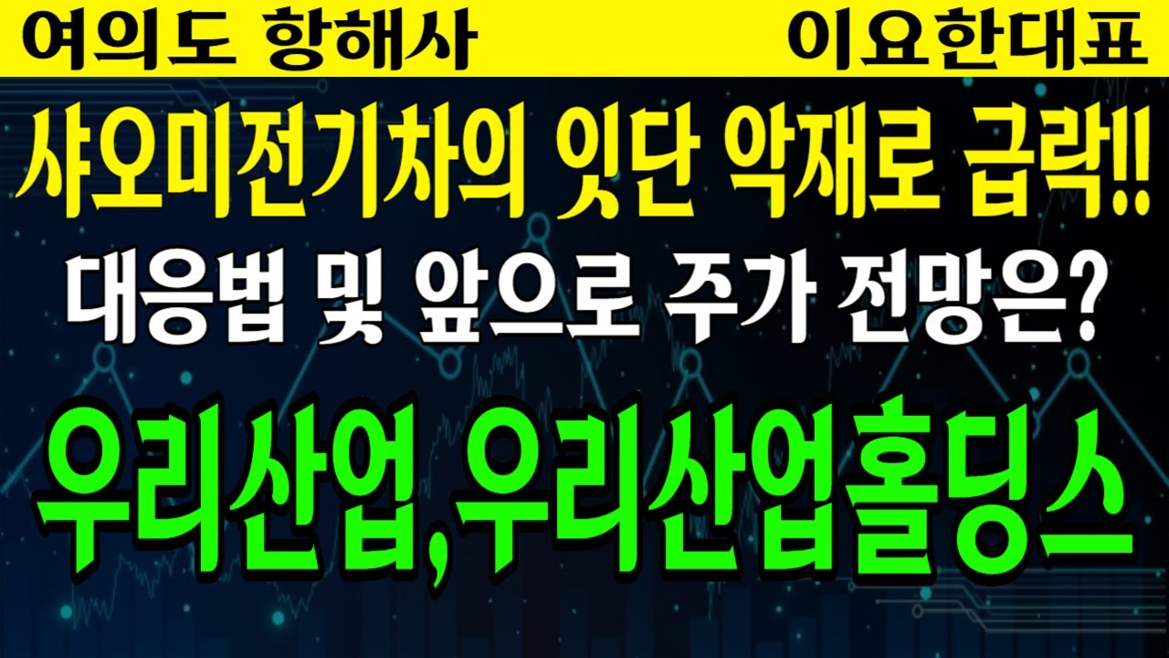 우리산업,우리산업홀딩스] 샤오미전기차의 잇단 악재로 주가는 급락!! - YouTube