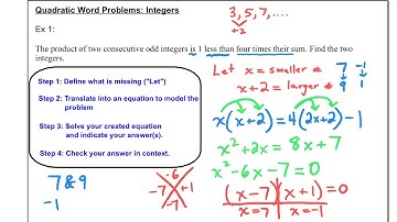 Quadratic Word Problems - Part I (Integers)