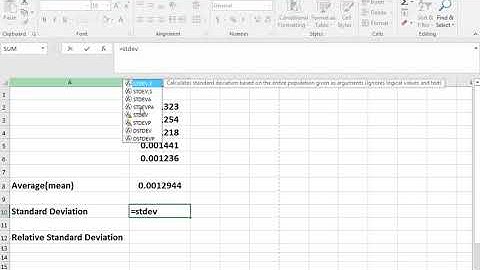 Statistical analysis - Mean, SD and RSD in Excel
