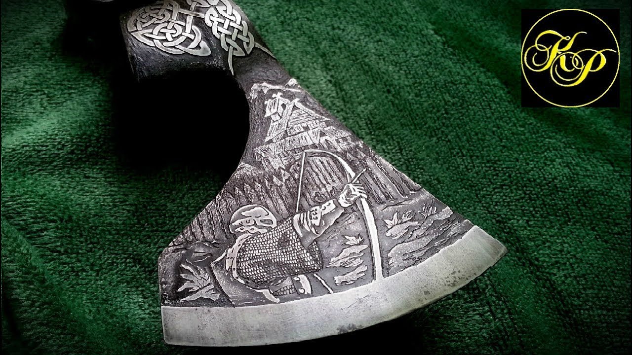 Drawing on metal. How to make a vintage ax. YouTube