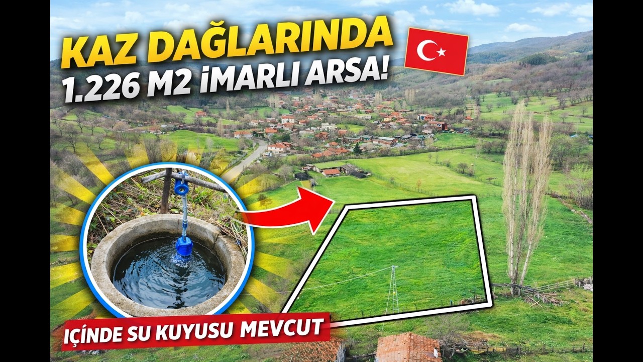 2156- Kaz Dağları Eteklerinde İçinde Su Kuyusu Olan 1.226 m2 İmarlı Arsa