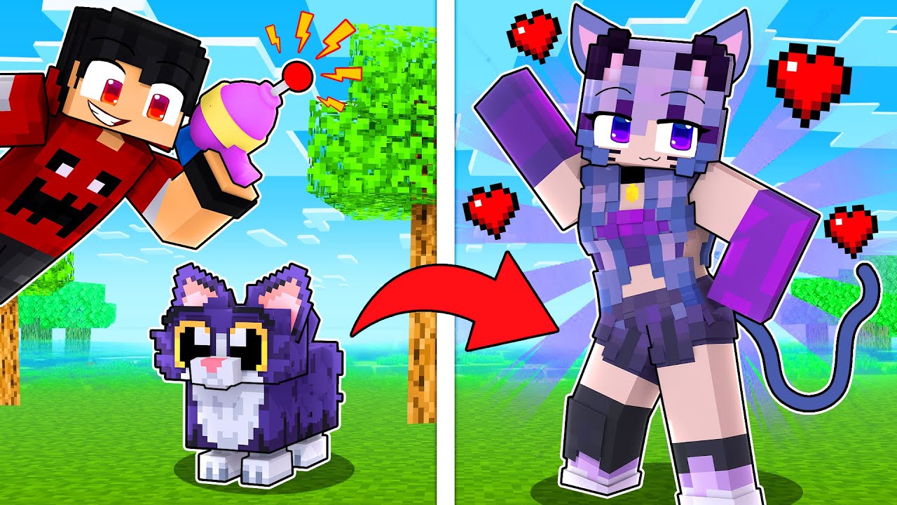 Transformei esse GATO em uma GAROTA no Minecraft