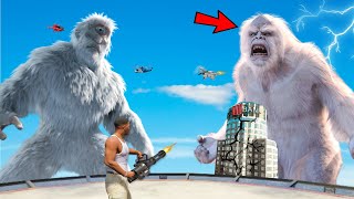 Giant YETI Attacked AND Destroys LOS SANTOS In GTA 5 PART 4 | SNOW YETI Vs King Kong