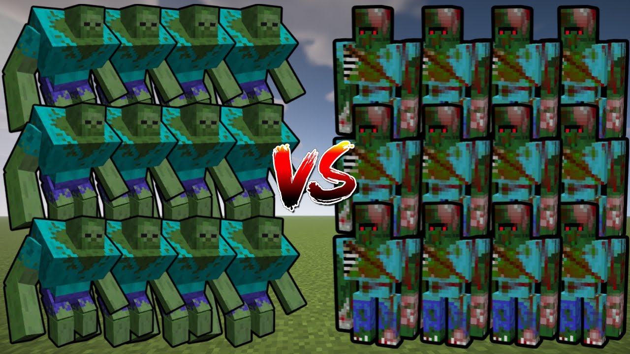 Epic Mob Battle Mutant Zombies VS Mutant Zombiefied Villagers