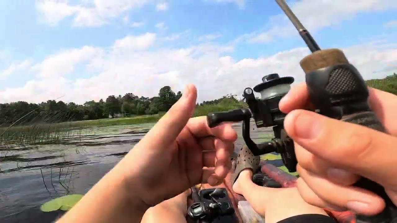 Kayak largemouth bass fishing with bait caster, and light tackle.￼!!!!!!!!!!