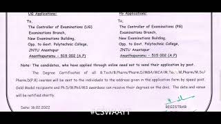 JNTUA 12th Convocation Notification - Instructions/Application Form - Apply Online or Offline For OD