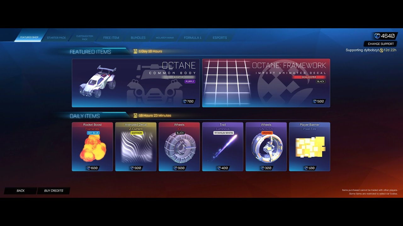 Purple Octane, White Luminous and more in Rocket League Item Shop, May 6, 2022!