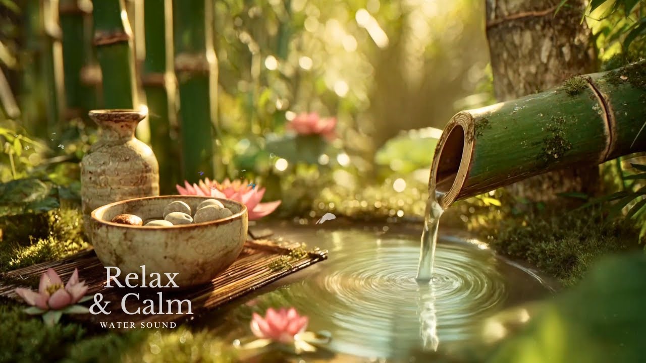 Relieve Anxiety Fast 🌿 Bamboo Water Sounds + Relaxation Music