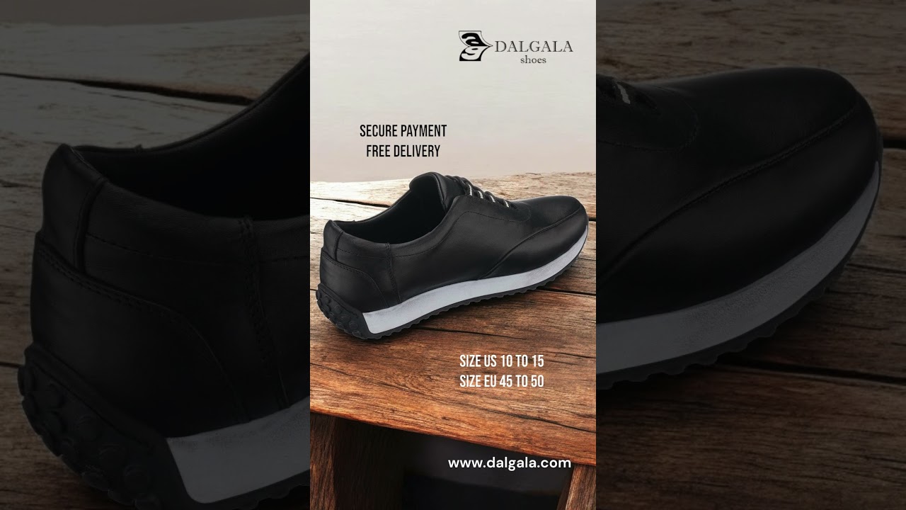 Black Calfskin King Size Handmade Sneakers