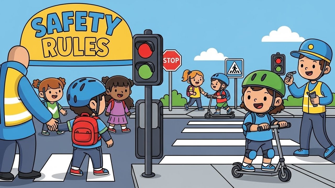 🚦🦺 Safety Rules 🎵 | Fun Learning Song for Kids | Happy Tale & Tune