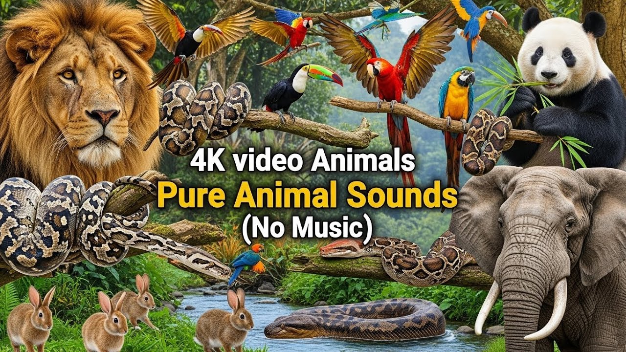 4K Video Animals | Pure Animal Sounds (No Music)