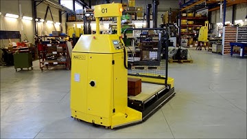 MAXAGV Automated Guided Vehicle - FX10 with roller conveyor.