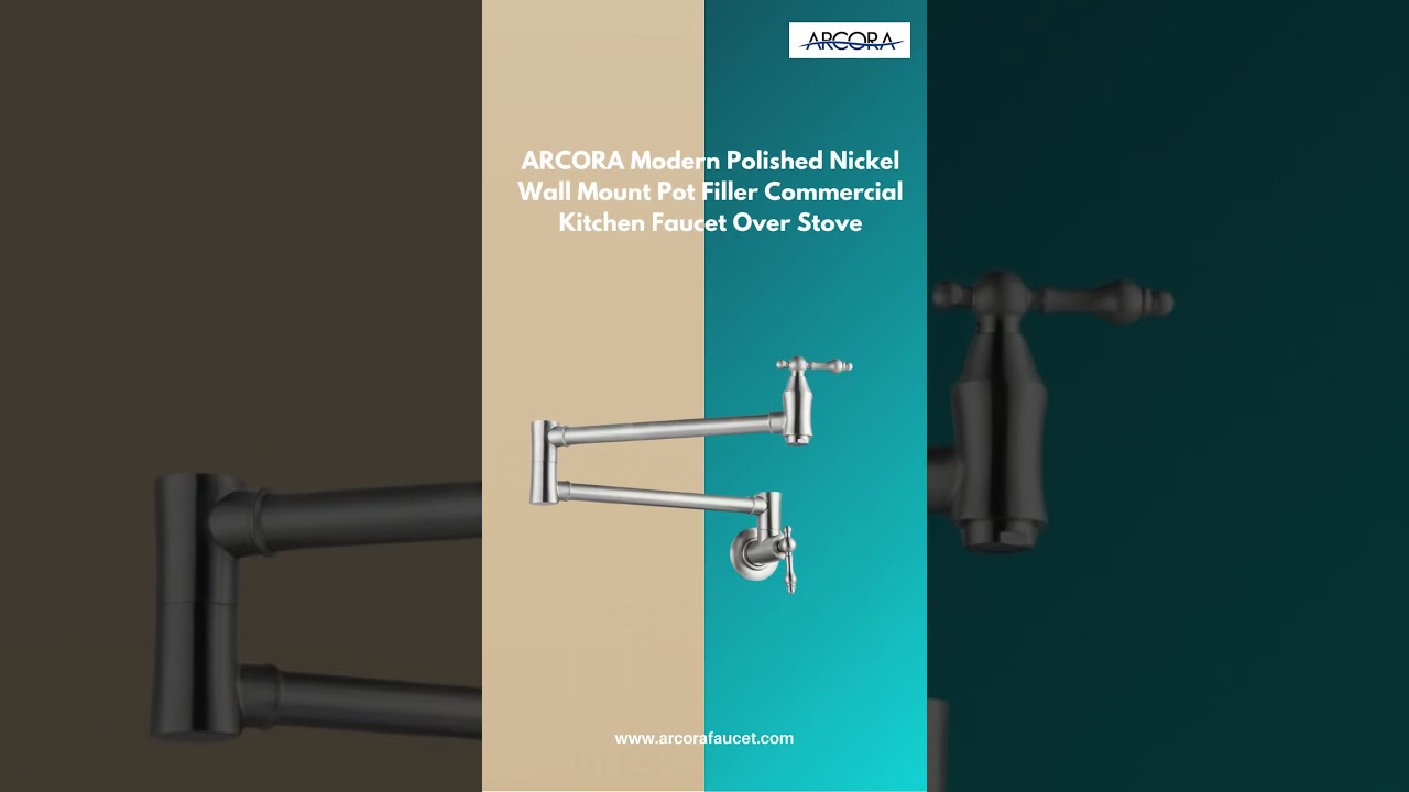 ARCORA Modern Polished Nickel Wall Mount Pot Filler: Elevate Your Kitchen Experience