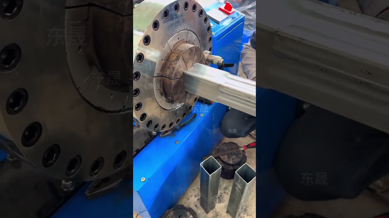 Square tube shrinking and plugging use Square and round integrated shrinking machine.