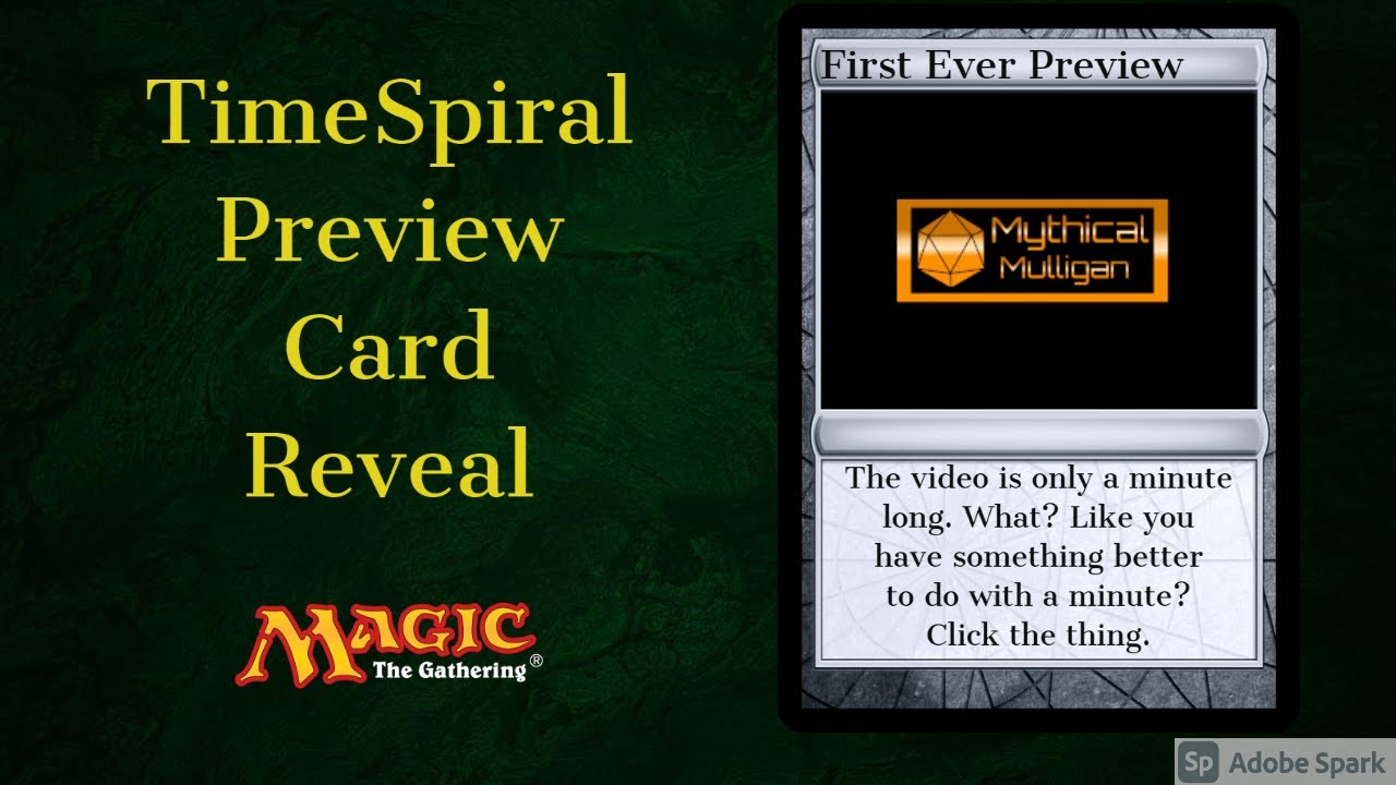 First preview card! Yay! Time Spiral card revealed. YouTube