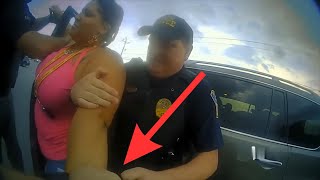 Police Bodycam : Woman Who Hit Multiple Police Officers With Her Car Has Been Arrested