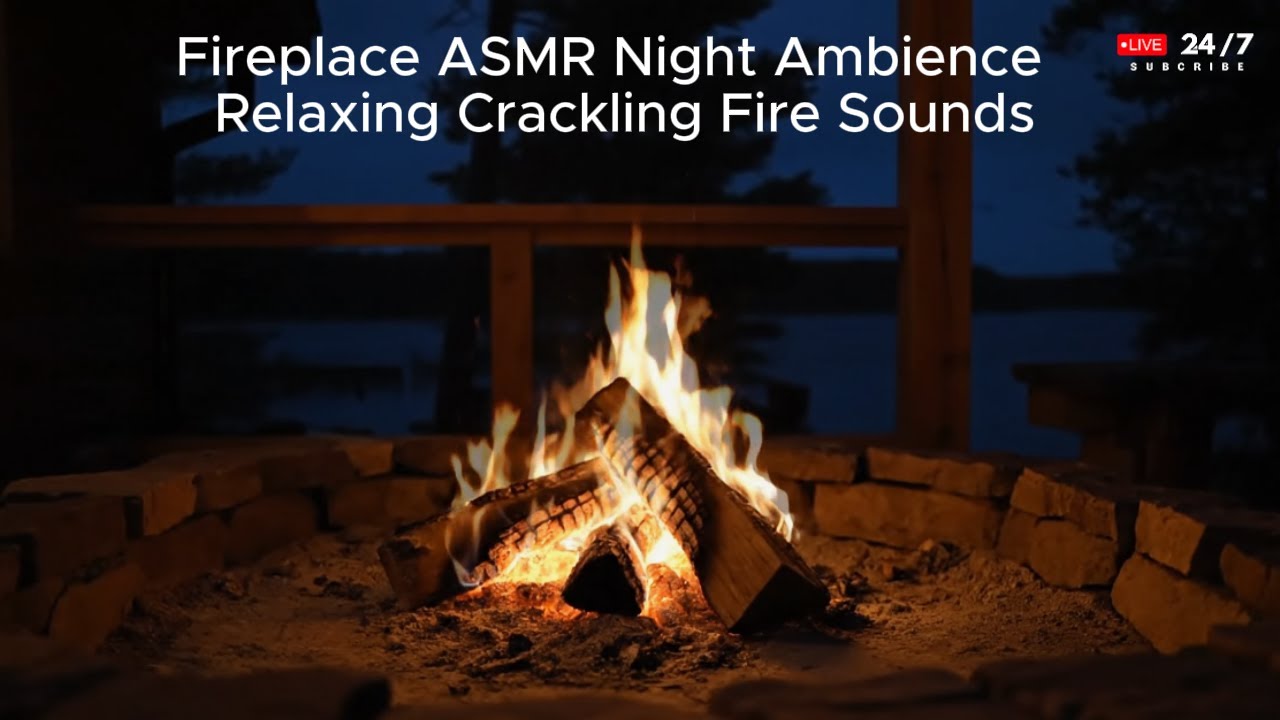 Fireplace ASMR Night Ambience – Relaxing Crackling Fire Sounds