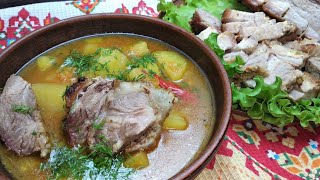 Ароматний тандирний суп та ніжне м&#39;ясо - Сімейна страва/fragrant soup in the tandoor and tender meat