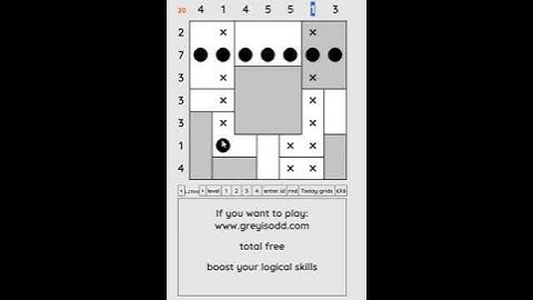 Grey is Odd - Today grids. Solution level 3 7X7 dated 08-24-2024 #logicpuzzles #logicgames  #games