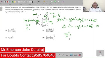 A bob of heavy mass m is suspended by a light string of length l. The bob is given a horizontal