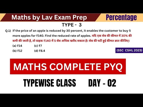 Percentage Class 2 | Percentage Basics Complete | SSC CGL | RRB NTPC | CHSL | All Govt Exams