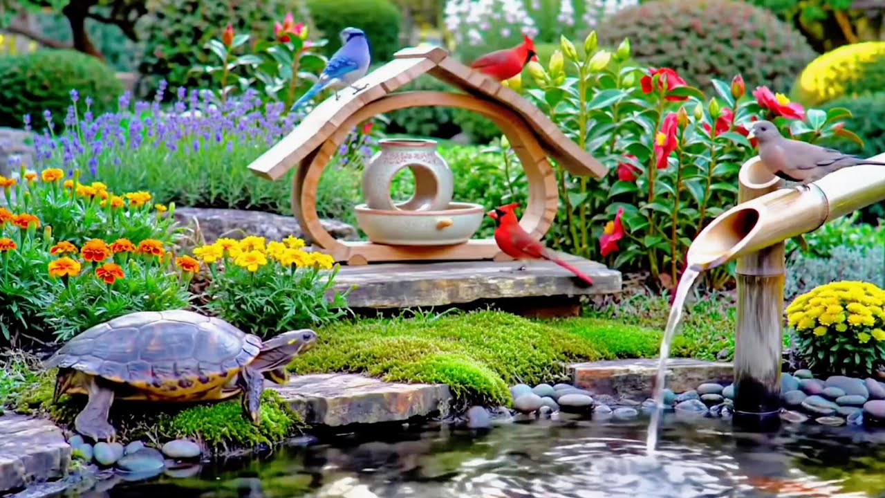 🔴4K Winter Zen Garden Ambience with Birds & Snow – Cozy Christmas Relaxation, Cat TV