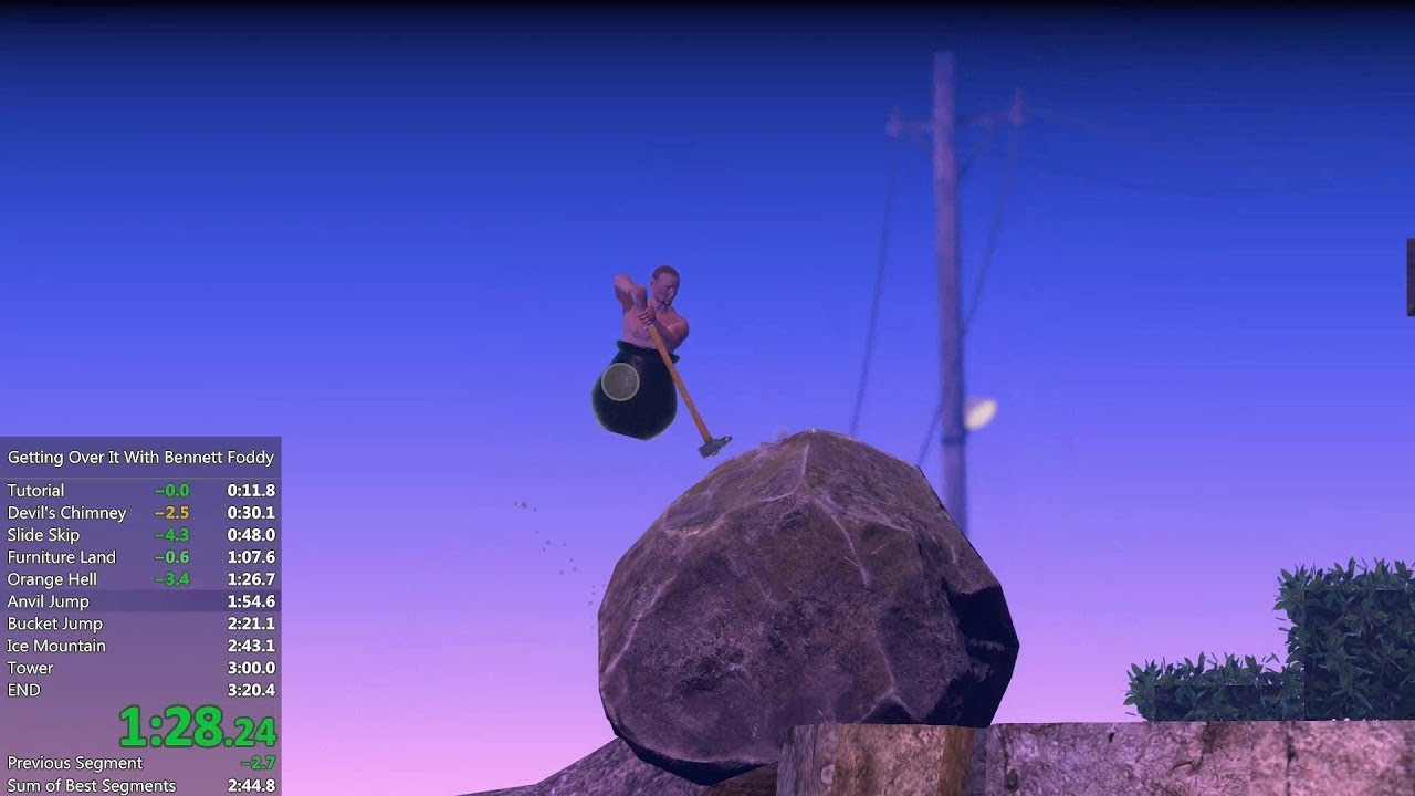 Getting over it спидран. Спидран гетинг ОВКР ИТ. Getting over it with Bennett Foddy карта. Getting over it мировой рекорд.