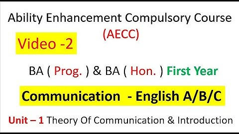 Communication  English  Unit–1 ( Part- 2)  Theory Of Communication & Introduction BA  Prog & BA Hon