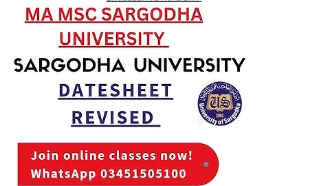 MA MSc Sargodha University Revised Datesheet || Miss Hareem 🌟 03451505100 🤙