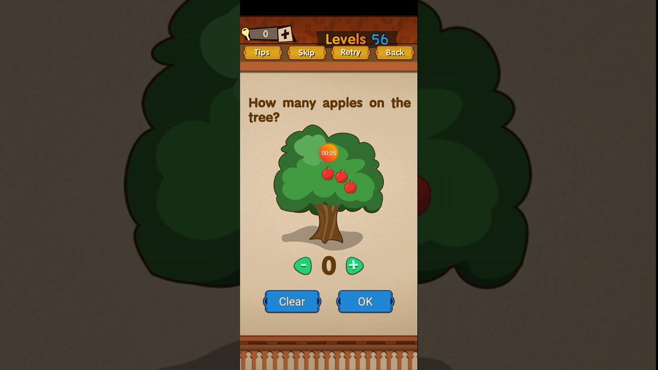 Super brain level 56 How many apples on the tree? Walkthrough
