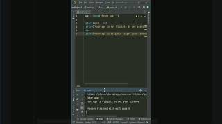 How to show if the person whose age is entered can get a driver's license #shorts #pythontutorial