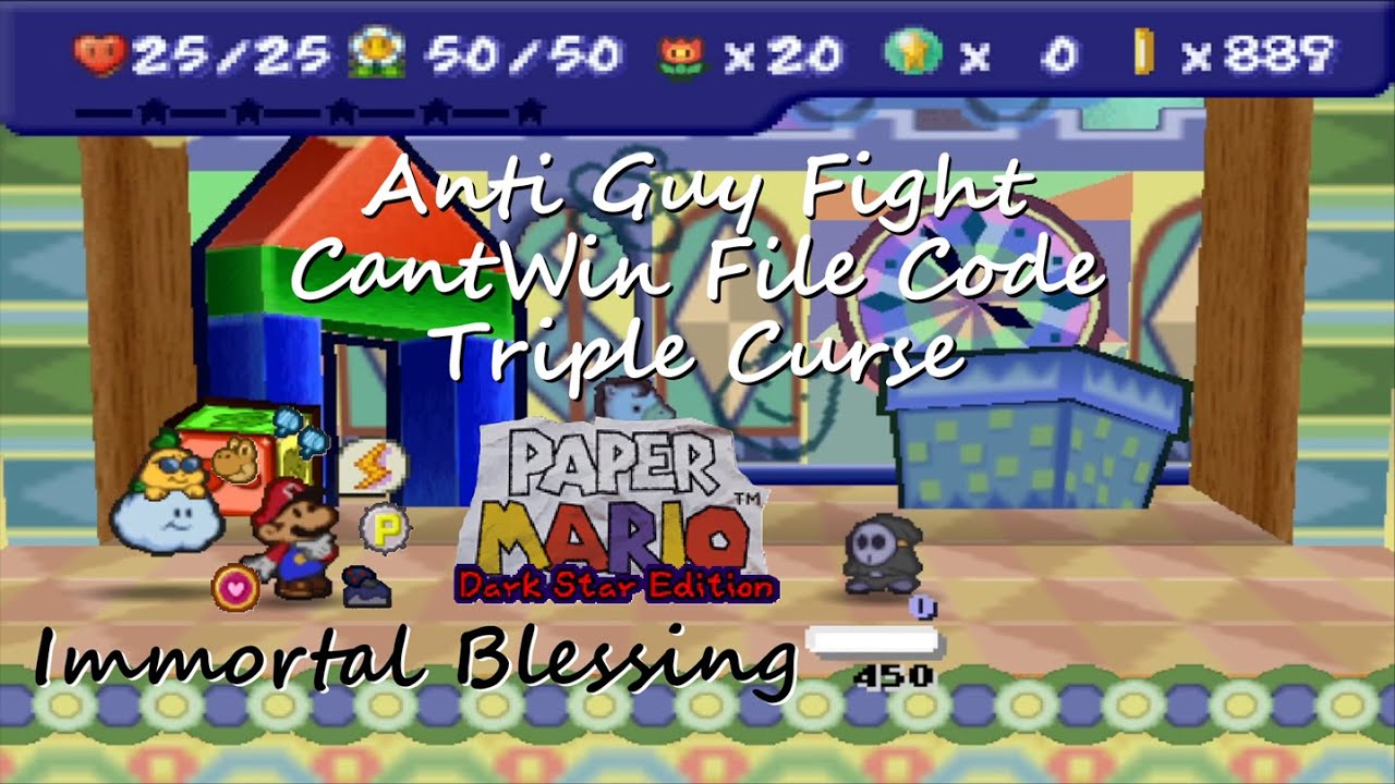 Paper Mario Dark Star Edition: Anti Guy Fight with CantWin File Code, Triple Curse (9x)