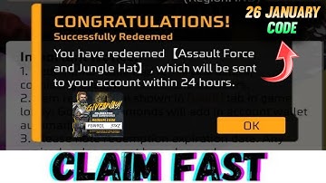 26 JANUARY FREE REDEEM CODE || INDIAN SERVER NEW REDEEM CODE TODAY || FF NEW REDEEM CODE TODAY