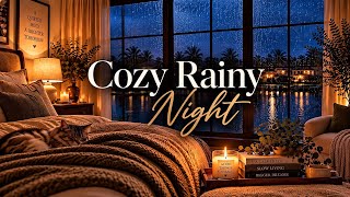 Cozy Rainy Bedroom at Night 🌧️ Rain & Distant Thunder Sounds for Sleep & Relaxation