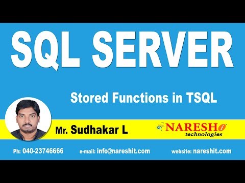Stored Functions in TSQL | MSSQL Training | Mr.Sudhakar L