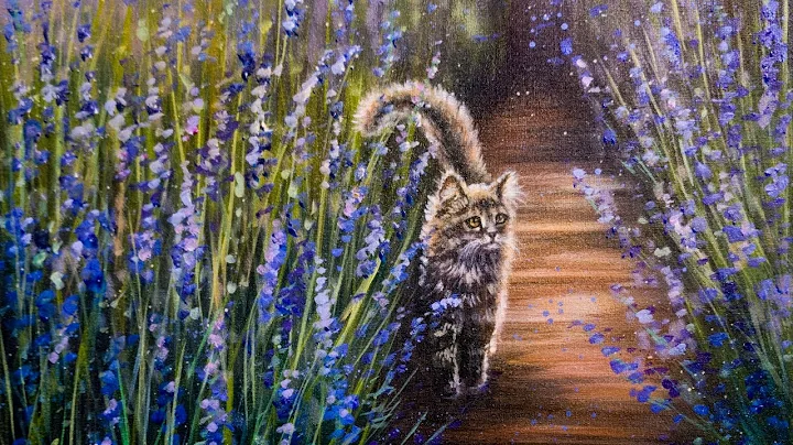 How to Paint a Cat in Lavender Acrylic Painting LI...