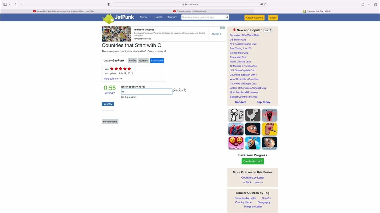 Can I name the country that start with an o? JetPunk YouTube