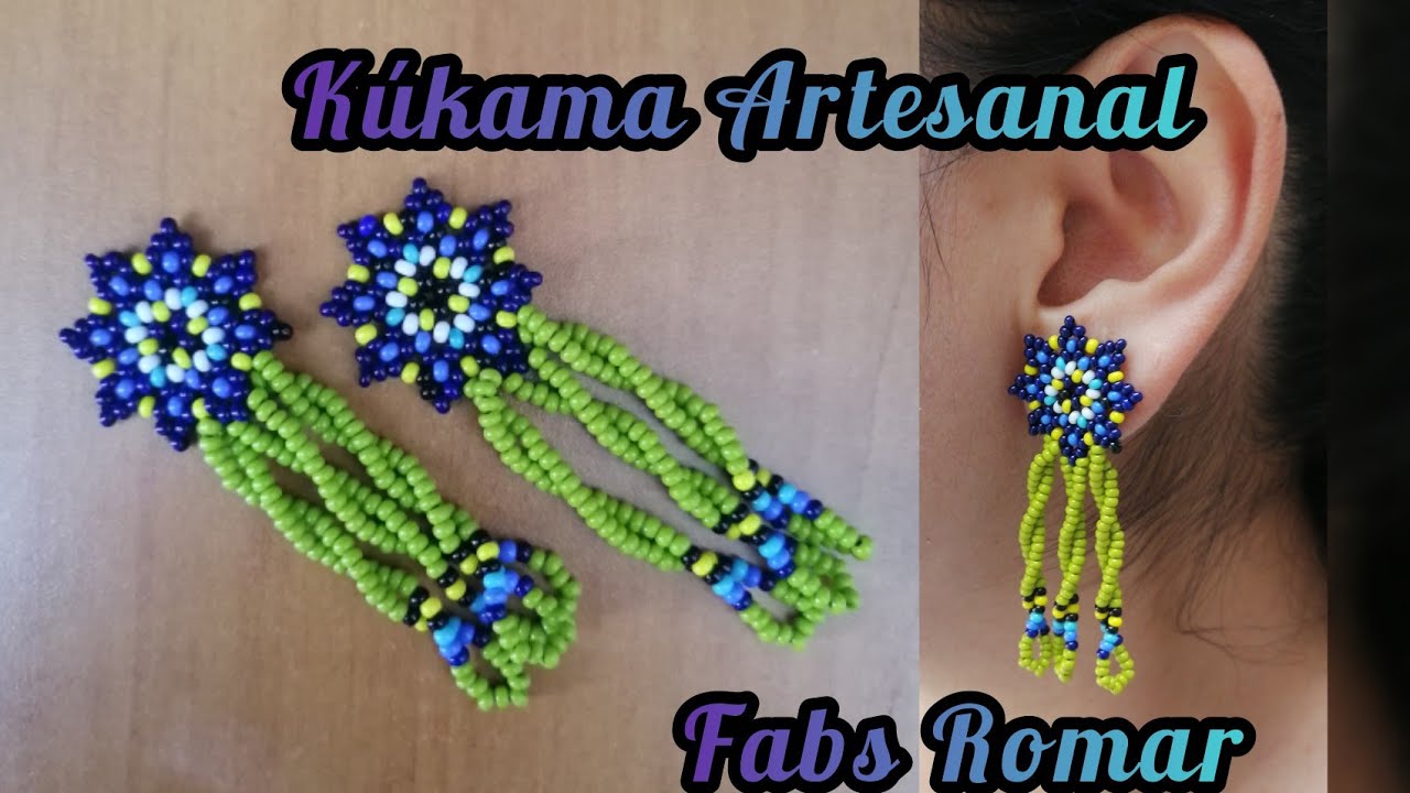 Aretes en chaquira flor pequeña 💙🍀